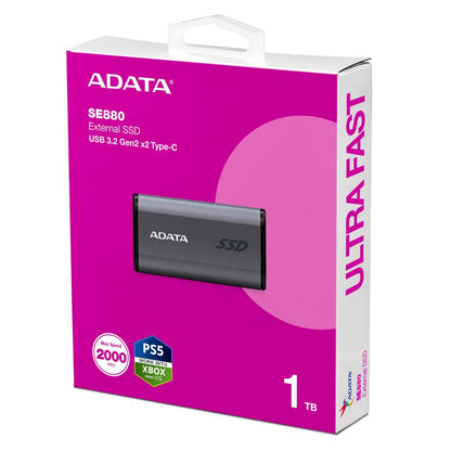 ADATA SE880 | External SSD | USB 3.2 Gen2x2 Type-C | Up to 2000MB/s | Ultra-Compact Portable Storage | 500GB / 1TB / 2TB / 4TB