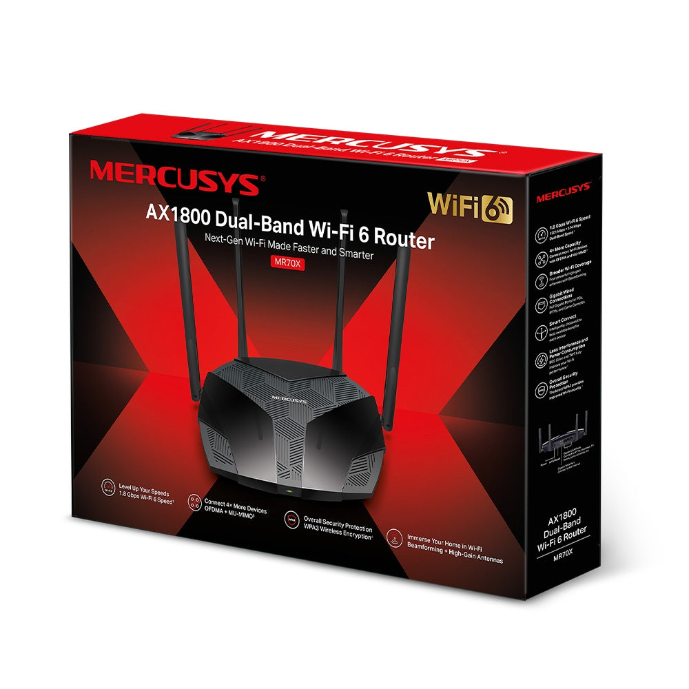 Mercusys MR70X AX1800 Dual-Band WiFi 6 Router | Next-Gen Speed, Coverage &amp; Efficiency for Modern Homes