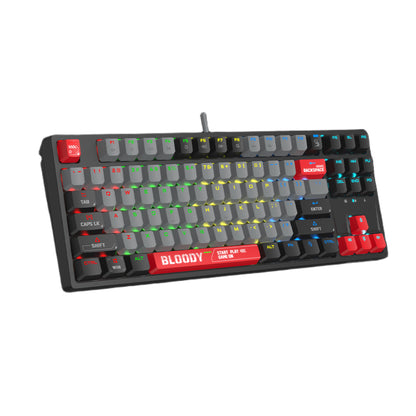 Bloody RGB BLMS TKL Mechanical Keyboard | 75% (87+1 Keys), Red Switch, Compact, RGB, USB, Energy Red, US Layout