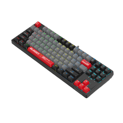 Bloody RGB BLMS TKL Mechanical Keyboard | 75% (87+1 Keys), Red Switch, Compact, RGB, USB, Energy Red, US Layout