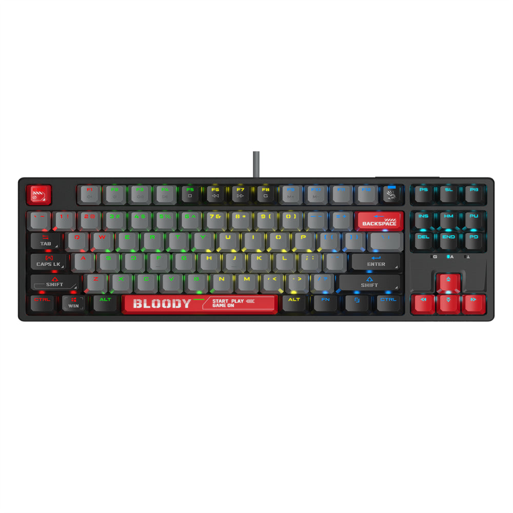 Bloody RGB BLMS TKL Mechanical Keyboard | 75% (87+1 Keys), Red Switch, Compact, RGB, USB, Energy Red, US Layout