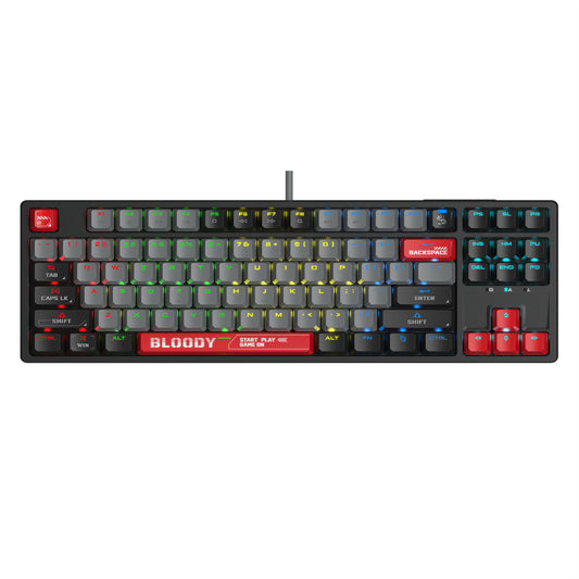 Bloody RGB BLMS TKL Mechanical Keyboard | 75% (87+1 Keys), Red Switch, Compact, RGB, USB, Energy Red, US Layout