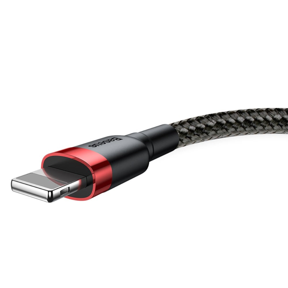 Baseus Cafule Series | USB-A to Lightning Cable | 1.5A Charging | 480Mbps Data | Braided | Reinforced Connectors | 2 Meter | Red + Black | For iPhone, iPad, AirPods