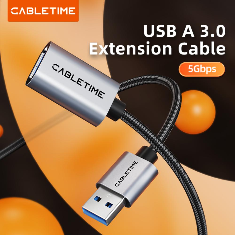 CABLETIME CA17 USB 3.0 A Male to Female Extension Cable | 0.5m – 3m | 5Gbps Speed | Aluminum Shell & Braided Jacket
