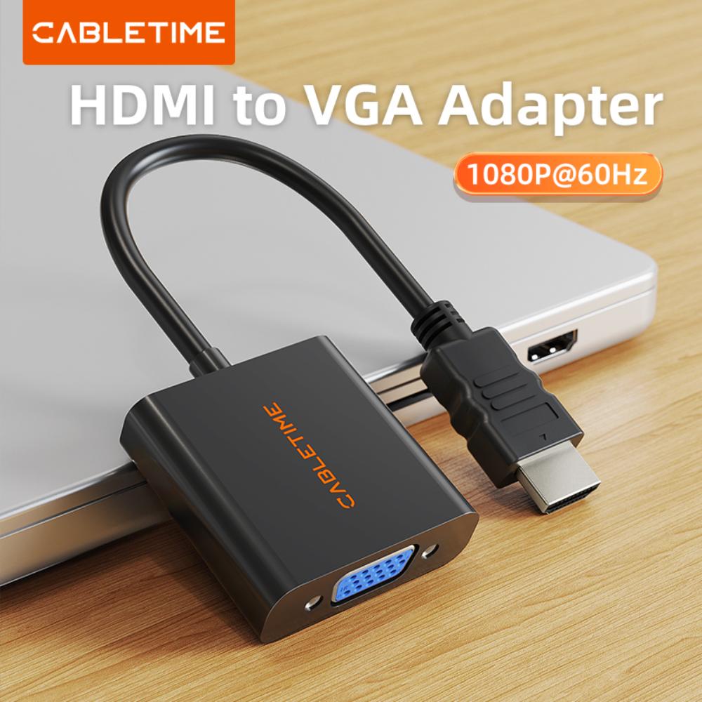 CABLETIME CP52B HDMI to VGA Adapter | 1080p Full HD | HDMI Male to VGA Female Converter
