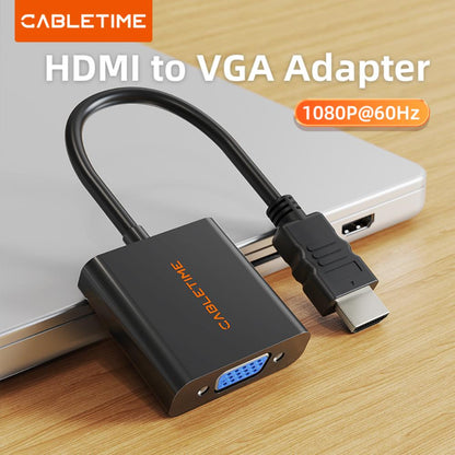CABLETIME CP52B HDMI to VGA Adapter | 1080p Full HD | HDMI Male to VGA Female Converter