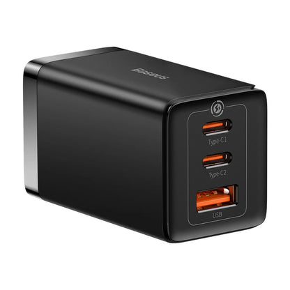 Baseus GaN5 Pro | 65W Fast Charger | 2 × USB-C + 1 × USB-A | GaN Technology | Intelligent Power Distribution | Includes 100W USB-C to USB-C Cable (1m) | For Laptops, Tablets, Phones, Power Banks