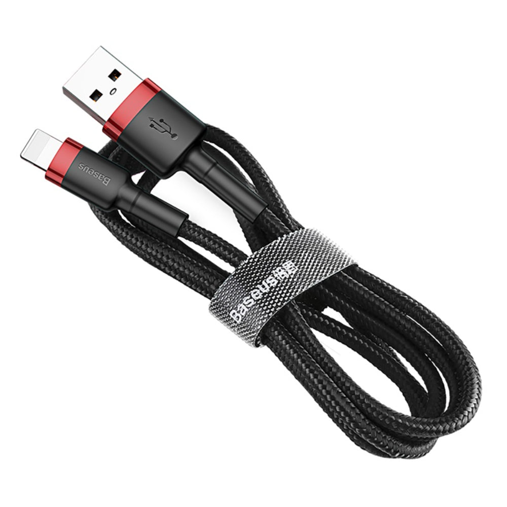 Baseus Cafule Series | USB-A to Lightning Cable | 1.5A Charging | 480Mbps Data | Braided | Reinforced Connectors | 2 Meter | Red + Black | For iPhone, iPad, AirPods