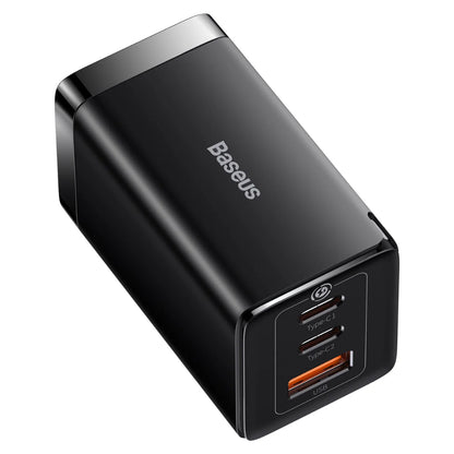Baseus GaN5 Pro | 65W Fast Charger | 2 × USB-C + 1 × USB-A | GaN Technology | Intelligent Power Distribution | Includes 100W USB-C to USB-C Cable (1m) | For Laptops, Tablets, Phones, Power Banks