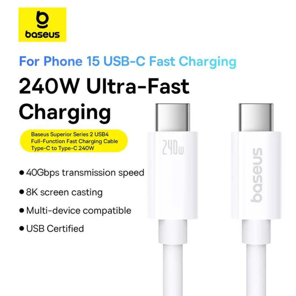 Baseus Superior Series 2 | USB4 Full-Function Fast Charging Cable Type-C to Type-C 240W