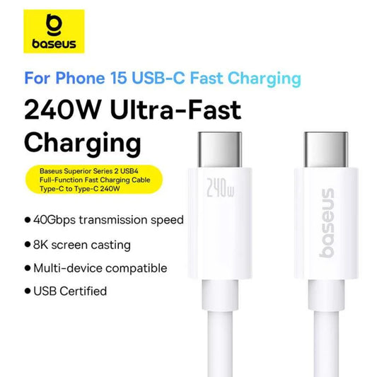 Baseus Superior Series 2 | USB4 Full-Function Fast Charging Cable Type-C to Type-C 240W