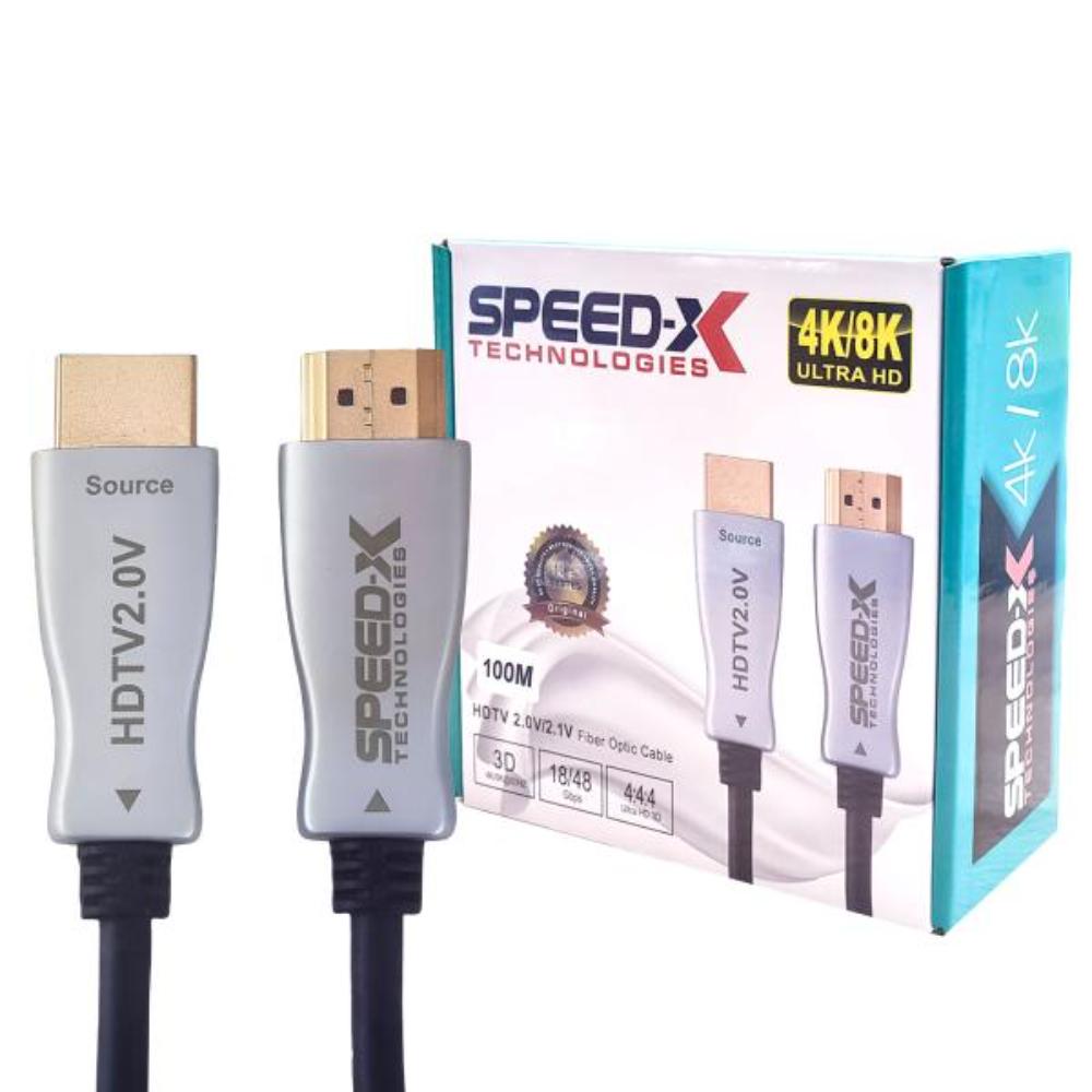 Speed-X Fiber HDMI Cable 2.0/2.1 AOC | Active Optical HDMI Cable | 4K 60Hz & 8K UHD | HDR | 30AWG Copper | 10M–100M