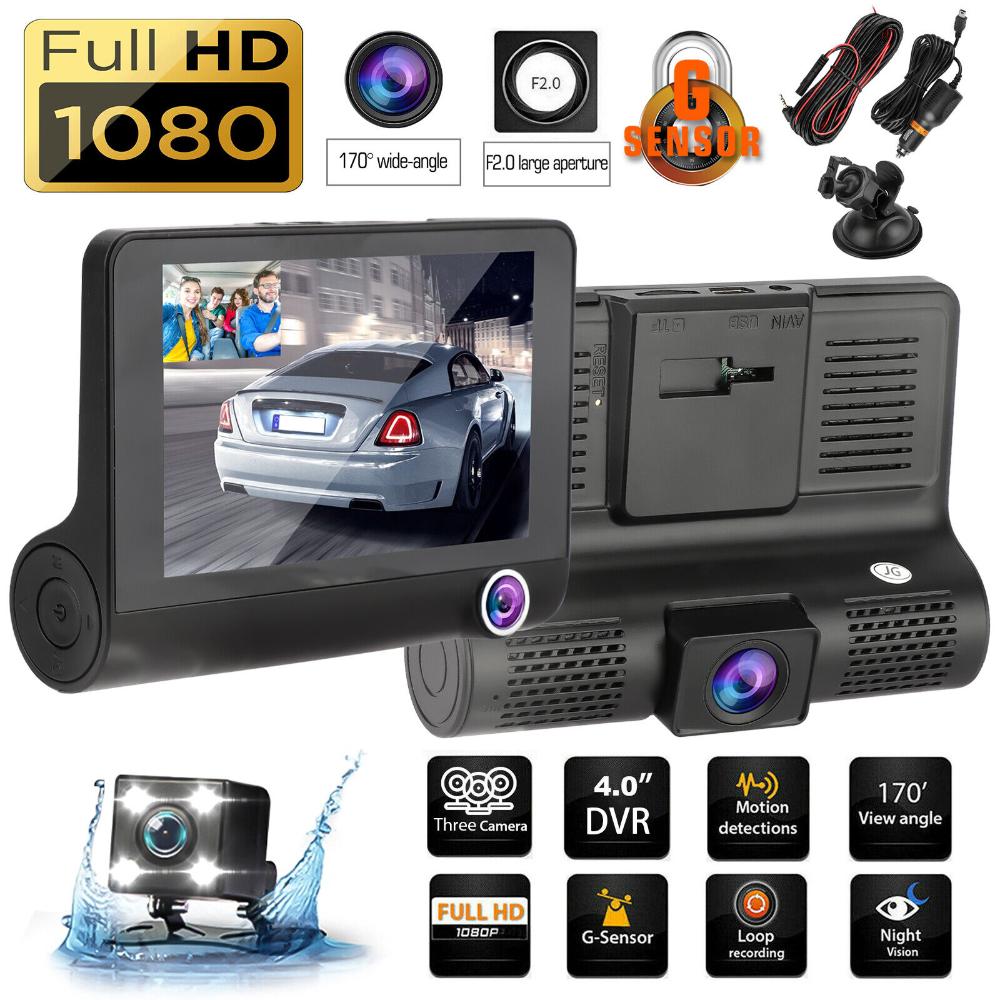 WDR Dashcam 3 Camera Lens Video Car DVR | Full HD 1080P | Triple Camera | Night Vision & Parking Monitor