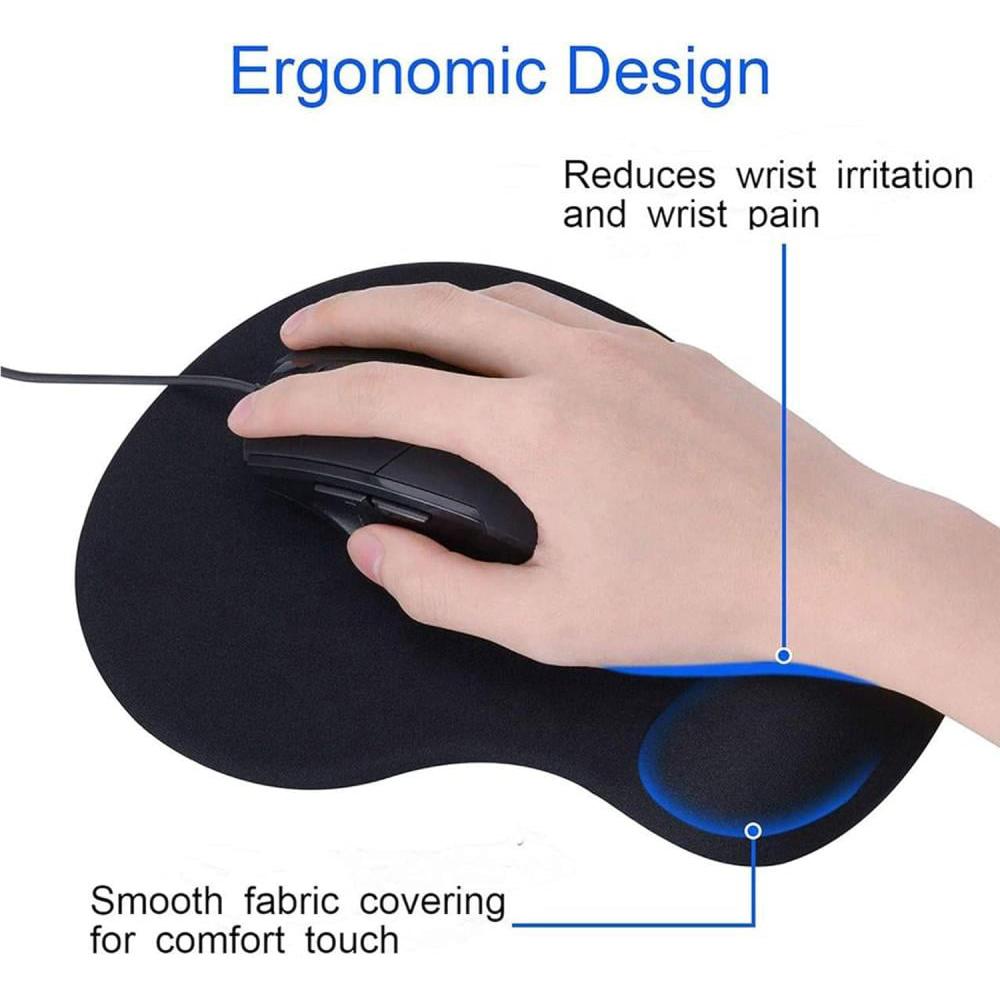 H18 Gel Mouse Pad with Wrist Rest | Ergonomic Anti-Slip Mouse Pad for Office & Gaming