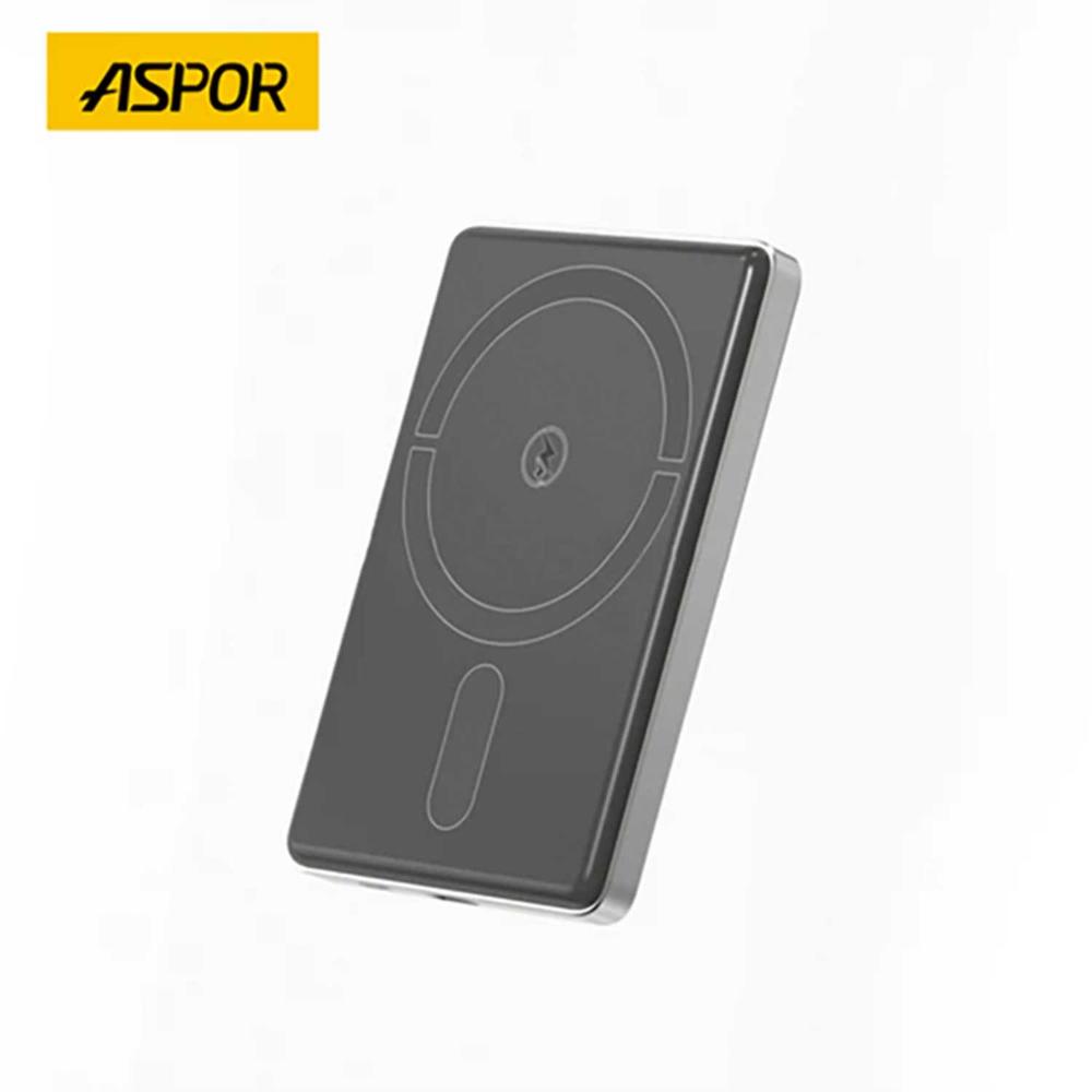 ASPOR A381 Mini Magnetic Wireless Power Bank | 5000mAh | 20W PD USB-C | 15W Qi Wireless | Pocket Size