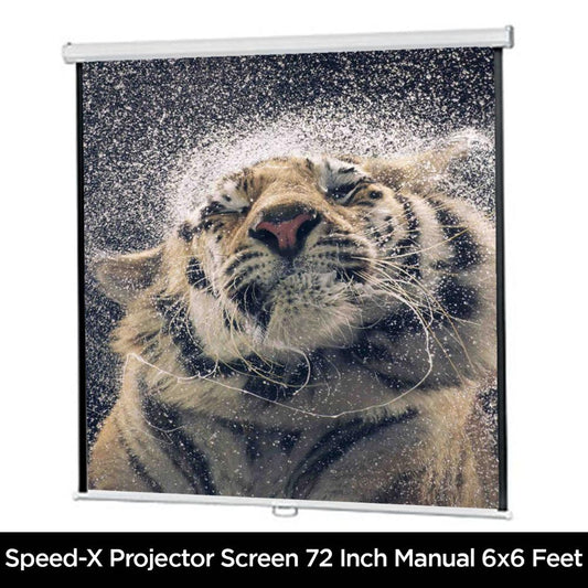 Speed-X Projector Screen 72-Inch | Manual Pull-Down | 6×6 Feet | 1:1 Aspect Ratio | Matte White