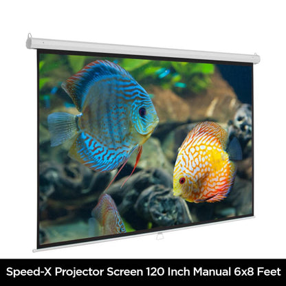 Speed-X Projector Screen 120-Inch | Manual Pull-Down | 6×8 Feet | 4:3 Aspect Ratio | Matte White (Fine Quality)