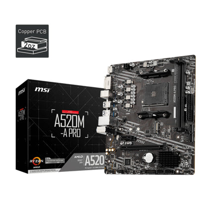 MSI A520M-A PRO Motherboard | Stable, Efficient, and Ready for AMD Ryzen