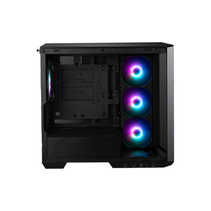 MSI MAG PANO M100R PZ | Micro-ATX Panoramic Gaming Case | 270° Glass Panel Display | 3 × Reverse-Blade ARGB Fans Pre-installed | GPU Clearance up to 390mm | USB-C Front I/O | Black | For Compact Showcase Builds and High-Airflow Systems
