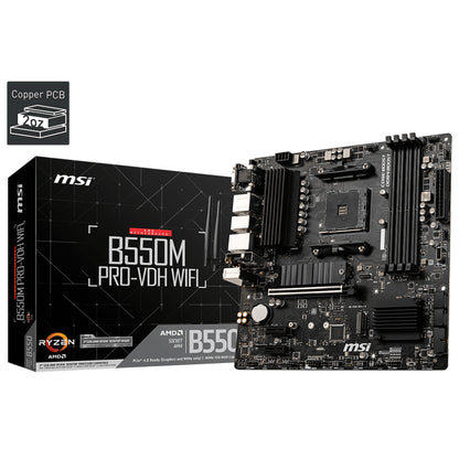 MSI B550M PRO-VDH WIFI Motherboard | AM4 Powerhouse with PCIe 4.0 and Wireless Connectivity