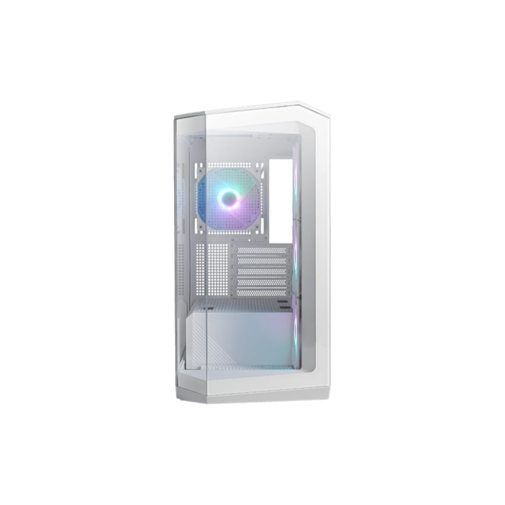 MSI MAG PANO M100R PZ | Micro-ATX Panoramic Gaming Case | 270° Glass Panel Display | 3 × Reverse-Blade ARGB Fans Pre-installed | GPU Clearance up to 390mm | USB-C Front I/O | Black | For Compact Showcase Builds and High-Airflow Systems