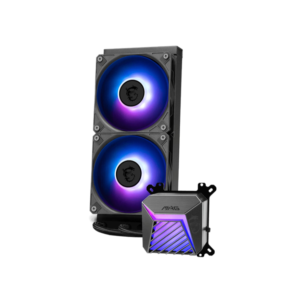 MSI MAG CORELIQUID A15 240 | 240mm AIO Liquid CPU Cooler | Dual 120mm ARGB Fans | LGA1700/AM5 Ready | Split-Flow Cold Plate | Rotatable Blockhead | Premium Tubing | For Intel &amp; AMD Performance Builds