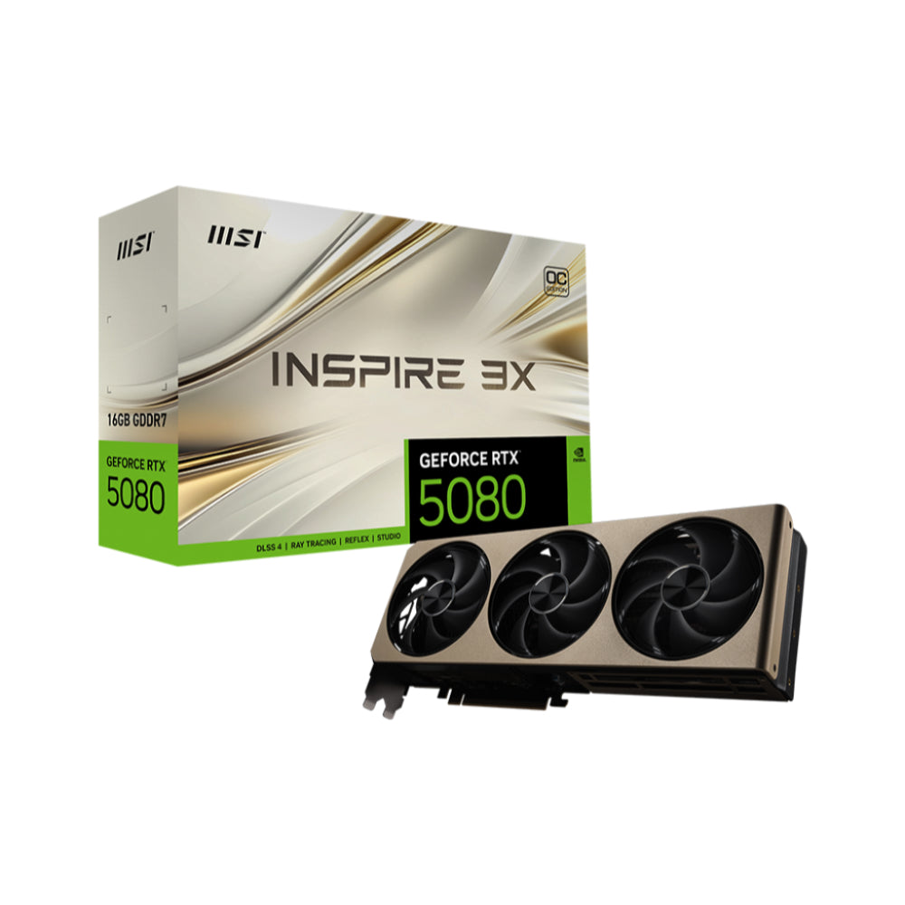 MSI GeForce RTX 5080 INSPIRE 3X 16G OC Graphics Card | Blackwell Architecture with 16GB GDDR7, DLSS 4 & Premium Triple-Fan Cooling