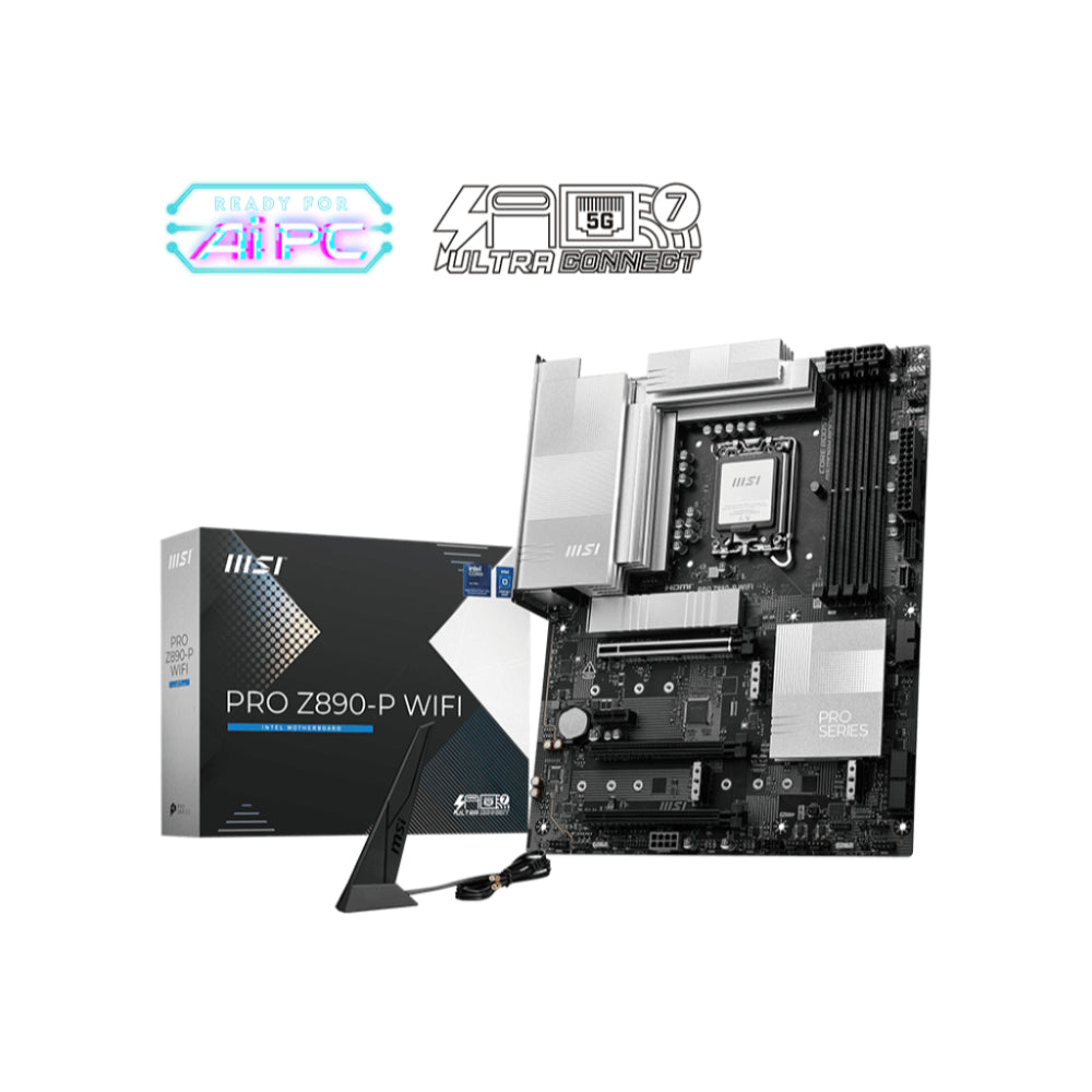 MSI PRO Z890-P WIFI | ATX Motherboard with Intel Z890 Chipset, LGA 1851 Socket, DDR5 Support, PCIe 5.0, Thunderbolt 4, Wi-Fi 7, and Bluetooth 5.4