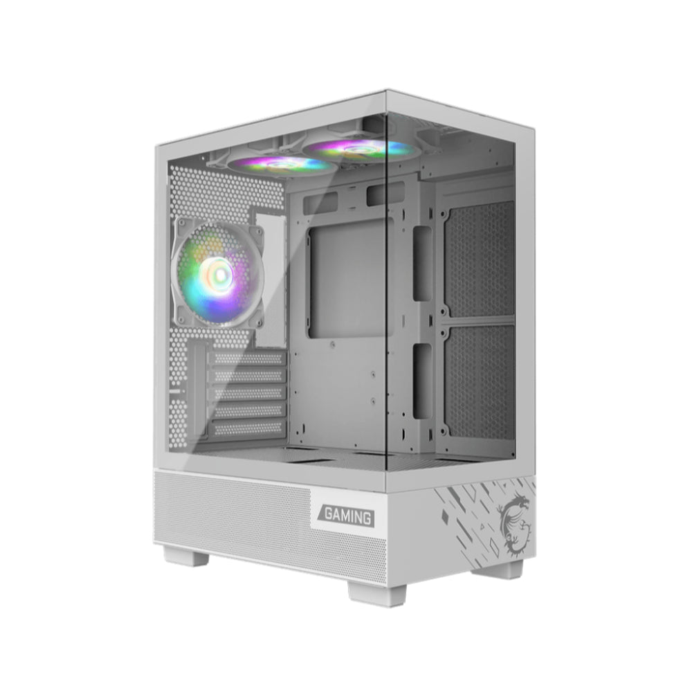 MSI PAG PANO M110A | Micro-ATX Panoramic Gaming Case | Optimized Airflow | 240mm Radiator Support | GPU Clearance up to 330mm | Tool-Free Panels | Black | For Compact Gaming and Creator Builds