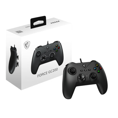 MSI FORCE GC200 Wired Gaming Controller | Black & White | Magnetic Hall-Effect Triggers, Analog Thumbsticks, Haptic Feedback, and USB 3.0 Interface