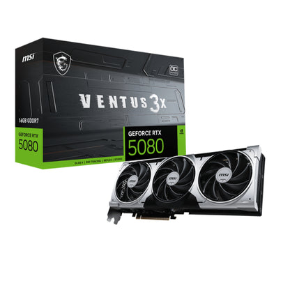 MSI GeForce RTX 5080 VENTUS PLUS 3X 16G OC Graphics Card | Blackwell Architecture with 16GB GDDR7, DLSS 4 & Enhanced Triple-Fan Cooling