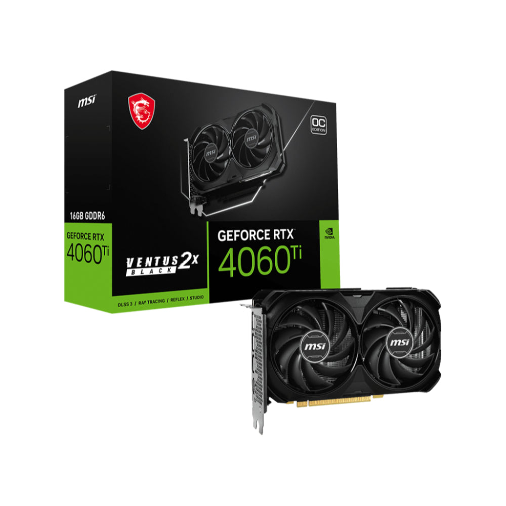 MSI GeForce RTX 4060Ti VENTUS 2X 16G OC Graphics Card | 16GB GDDR6, PCIe Gen 4, Dual Fan Cooling, and 2625 MHz Boost Clock