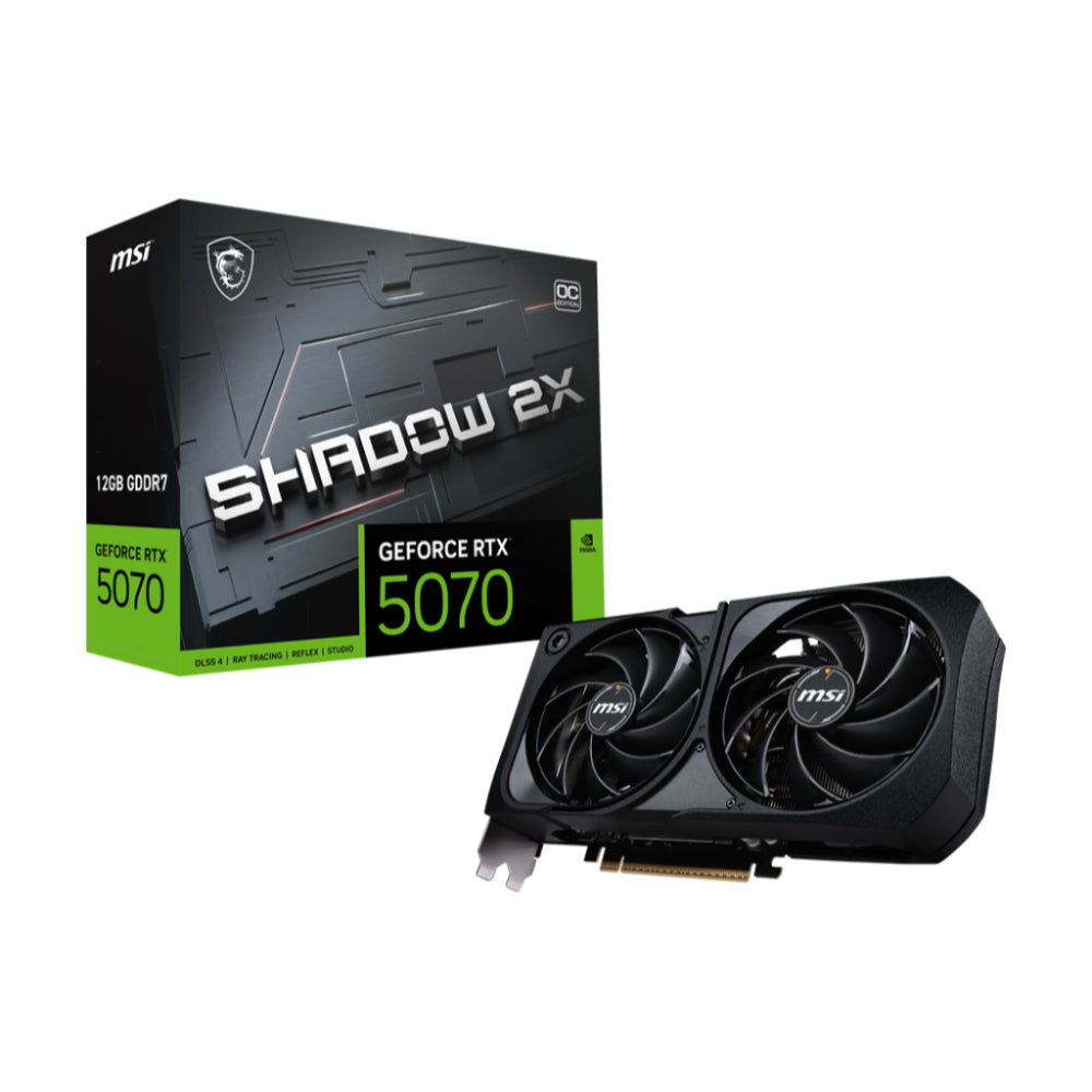 MSI GeForce RTX 5070 12G SHADOW 2X OC Graphics Card | Blackwell Architecture with 12GB GDDR7, DLSS 4 & Dual-Fan Cooling