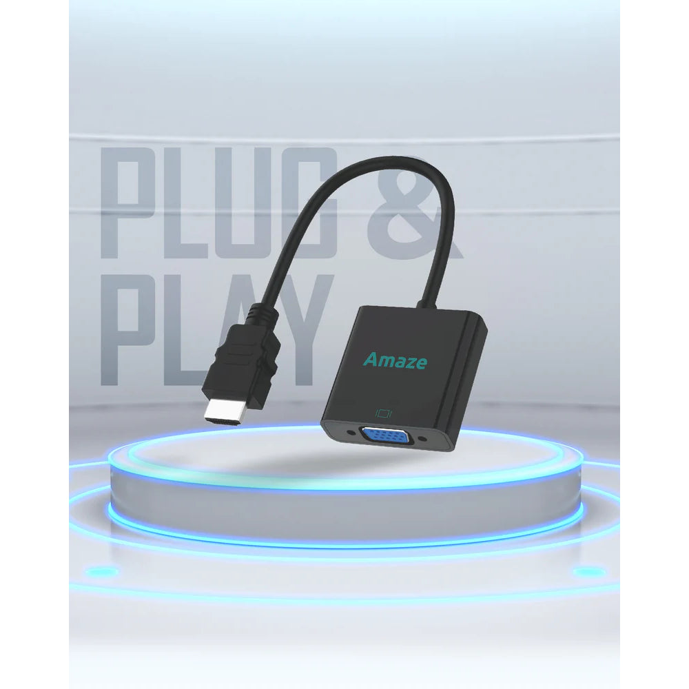Amaze A822 | HDMI to VGA Adapter | Full HD 1080p Support | Plug & Play | Compact Design | Universal Compatibility
