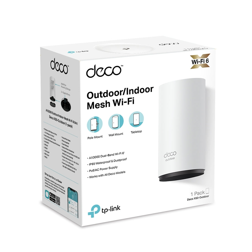 TP-Link Deco X50-Outdoor AX3000 Outdoor Mesh WiFi 6 Unit | Weatherproof Wi-Fi 6 Coverage with PoE and Gigabit Ethernet