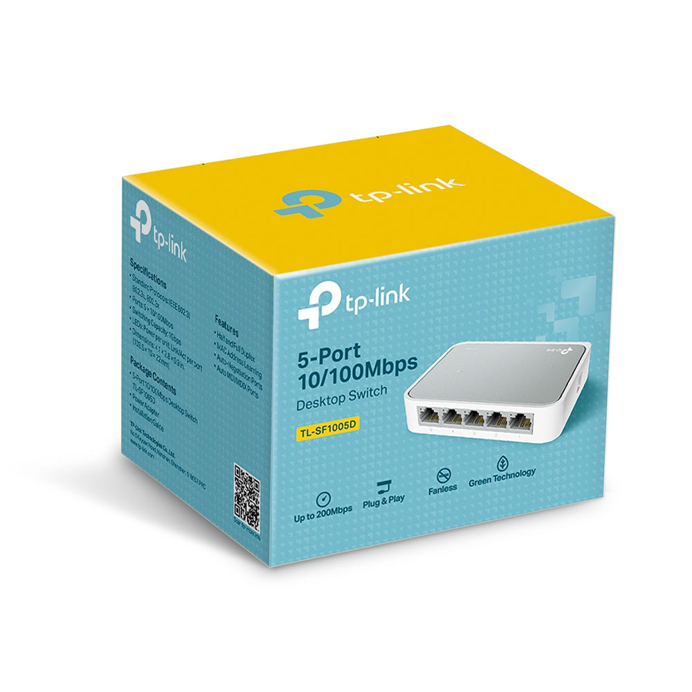 TP-Link TL-SF1005D 5-Port 10/100Mbps Desktop Switch | Efficient, Eco-Friendly, and Hassle-Free Network Expansion