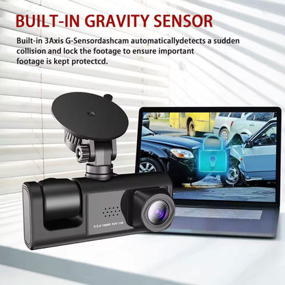 Y16 3 Channel Dash Cam | Full HD 1080P | 170° Wide-Angle | Front & Rear Recording