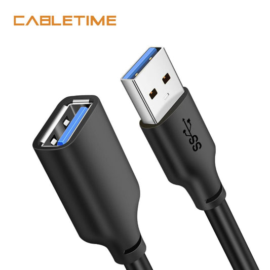 CABLETIME CA11L | USB 3.0 Male to Female Extension Cable | 5Gbps Data Transfer | 2M Length | Nickel-Plated Connectors