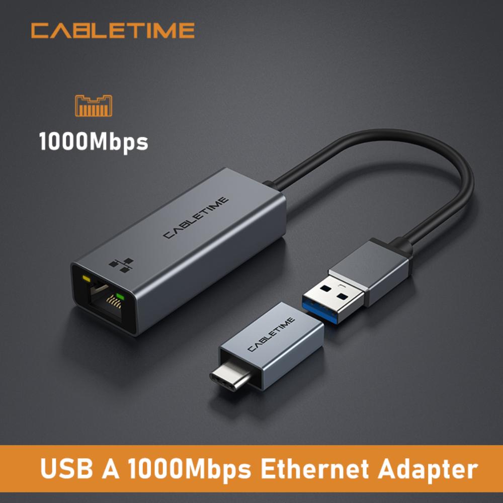 CABLETIME CB50G USB 3.0 to Gigabit Ethernet Adapter | 1000Mbps LAN | USB-A to RJ45 | High-Speed Wired Network Solution