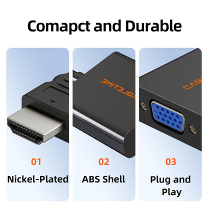 CABLETIME CP52B HDMI to VGA Adapter | 1080p Full HD | HDMI Male to VGA Female Converter