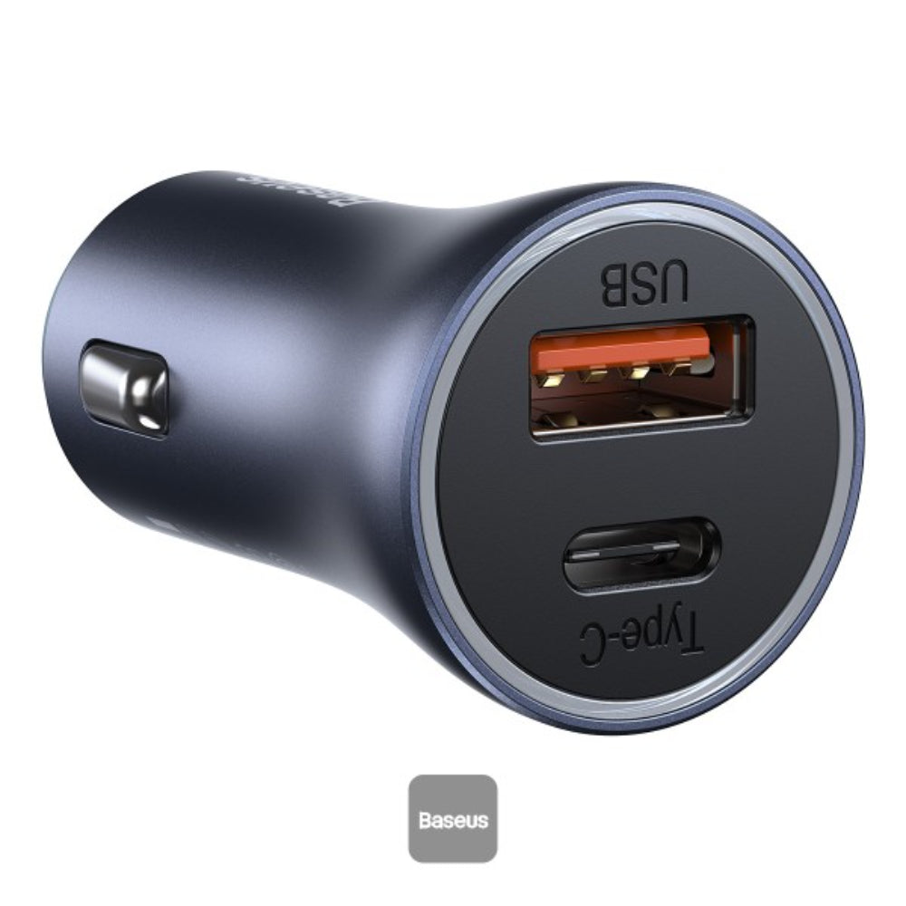 aseus Golden Contactor Pro | Car Charger | Dual Port (USB-A + USB-C) | 40W Total Output | PD + QC Fast Charging | Smart Power Distribution | Dark Gray | For iPhone, Android, iPad, Dashcams