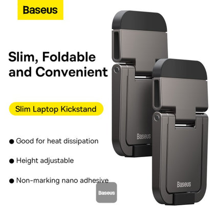 Baseus Slim Series | Laptop Kickstand (2 PCS) | Compact Foldable Design | Durable Adhesive Base | Heat Dissipation | Adjustable Viewing Angle | Black | For Laptops up to 16"