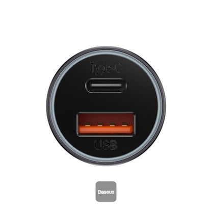 Baseus Golden Contactor Max | Car Charger | Dual Port (USB-A + USB-C) | 60W Total Output | PD + QC Fast Charging | Smart Power Distribution | Dark Gray | For iPhone, Android, iPad, Dashcams