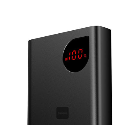 Baseus Adaman Series | Metal Digital Display Power Bank + Cable Bundle | 20,000mAh Capacity | 22.5W Fast Charging | USB-C PD + USB-A QC | Smart Chip | LED Power Display | Includes USB to Type-C Cable | 3A | 0.3 Meter | Black | Overseas Edition