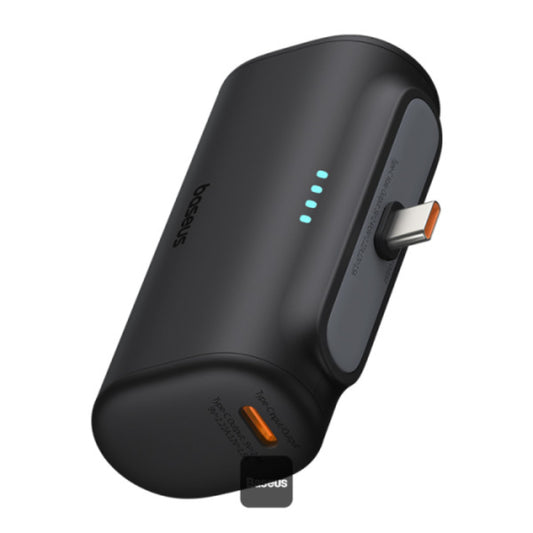 Baseus Compact Series | Fast Charging Power Bank | Type-C Edition | 5000mAh Capacity | 20W PD Output | USB-C Port | Slim Design | Black | For Phones, Earbuds, USB-C Accessories