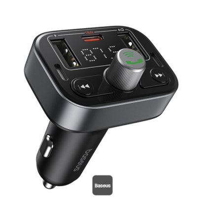 Baseus S-09 Pro Series | Car FM Transmitter + Charger | Bluetooth 5.3 | 18W PD Fast Charging | HiFi Bass | Noise-Cancelling Mic | USB Drive & TF Card Support | LED Display | For iPhone, Android, USB Devices