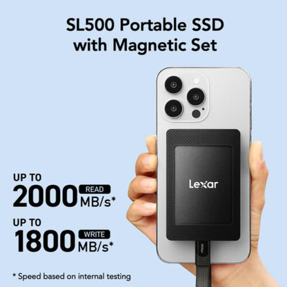 Lexar® SL500 Portable SSD with Magnetic Set | Up to 2000MB/s Read | USB 3.2 Gen 2x2 | MagSafe-Compatible Portable SSD