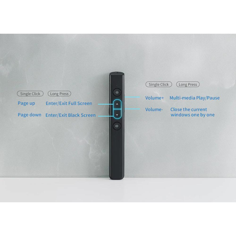 Rapoo XR100 Wireless Presenter | Smart Flip Pen | Rechargeable Laser Pointer | 2.4GHz Presentation Remote