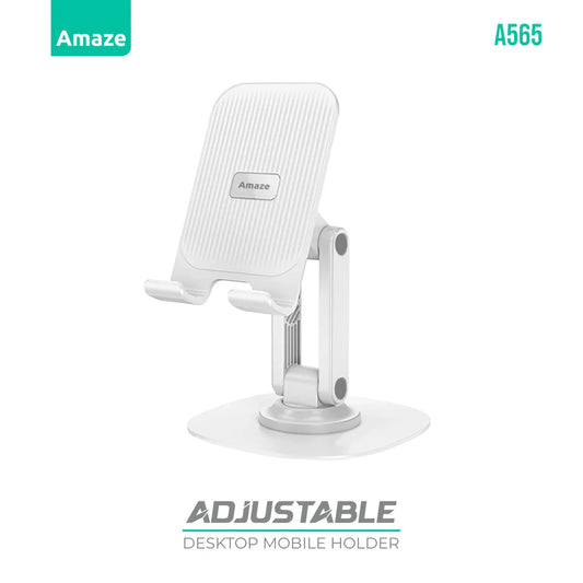 Amaze A565 Adjustable Desktop Mobile Holder | Multi-Angle Viewing | Anti-Slip Base | Universal Compatibility
