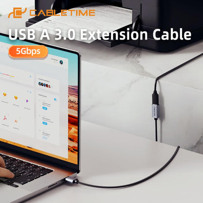 CABLETIME CA17 USB 3.0 A Male to Female Extension Cable | 0.5m – 3m | 5Gbps Speed | Aluminum Shell & Braided Jacket